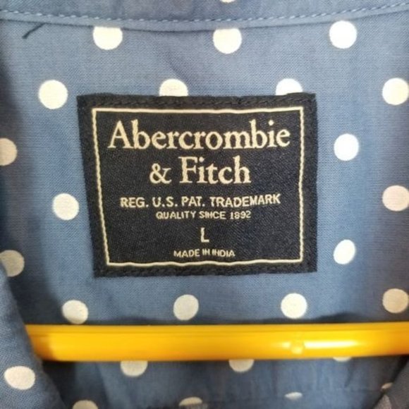 Abercrombie & Fitch Mens L Blue Polk Dots Short Sl - Picture 6 of 7